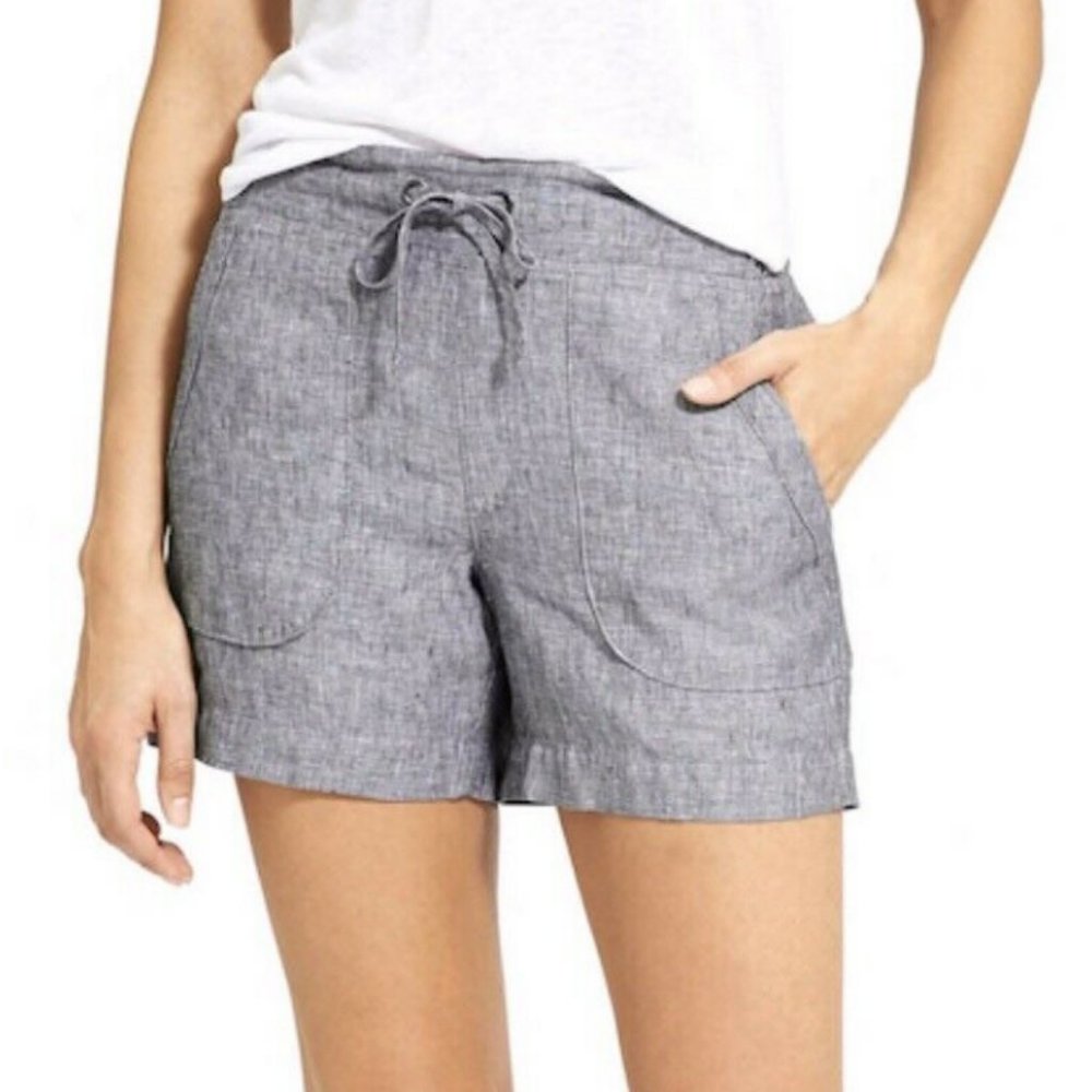 Athleta 100% Linen Heathered Flint Grey Shorts - 0 - Picture 2 of 11